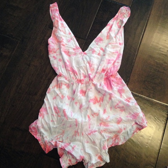Pink tie die romper