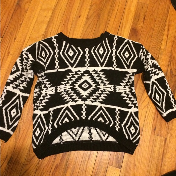 Black Aztec tribal pattern sweater