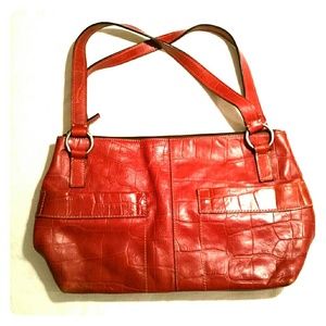 RED croc leather FOSSIL handbag