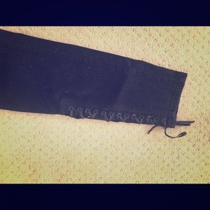 Paige Denim Black Lace Up Skinny 25 medium rise