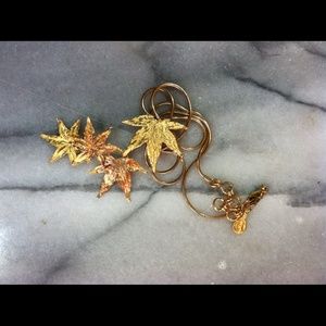 Maple leaf gold plated cascade necklace