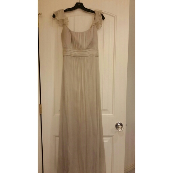 Amsale champaign chiffon dress