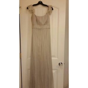 Amsale champaign chiffon dress