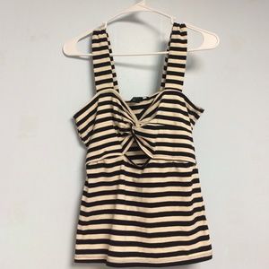 Black and creme striped tank top