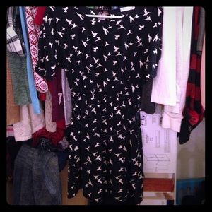 blue dress with birds