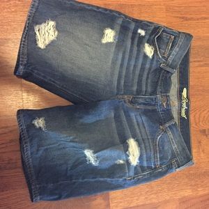 Boyfriend denim knee length shorts