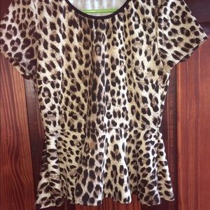 Short Sleeve Cheetah Print Top