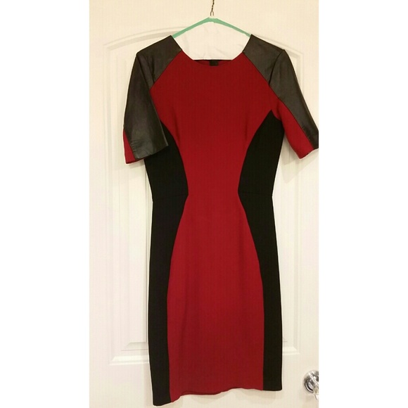 Zara red dress with black panels