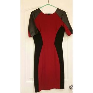 Zara red dress with black panels