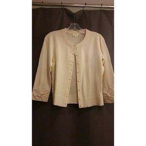 Kate Spade cream cardigan with 3/4 sleeves