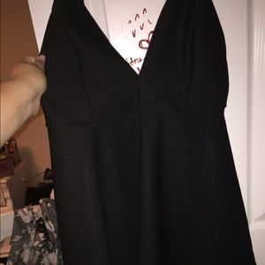 Deep v long peplum fitted black dress