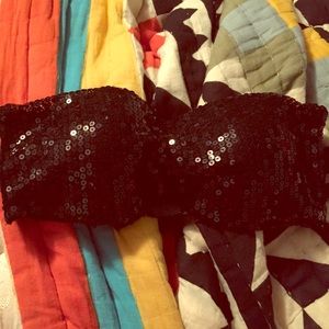 Strapless blingy sequin bra top.