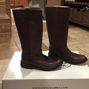 NWT Steve Madden brown leather riding boots