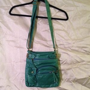 Perfect size teal leather cross body bag
