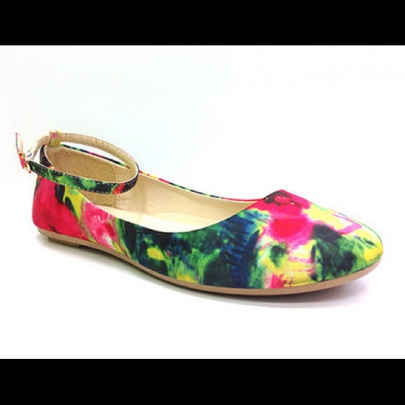 Bamboo Yellow Floral Standout Ankle-Strap Flat