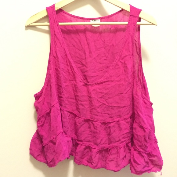 Free people crop ruffle fuchsia Pink top M/L