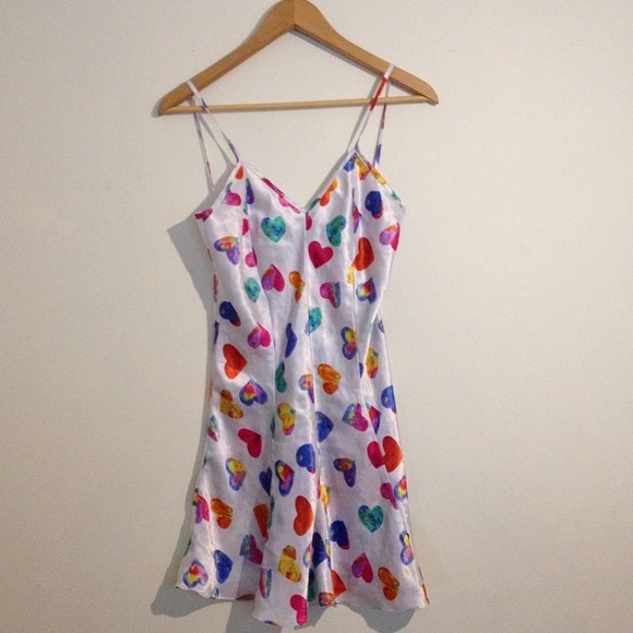 💖 90s candy heart rainbow lingerie dress retro