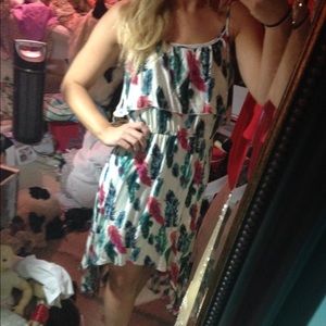 High low feather dress