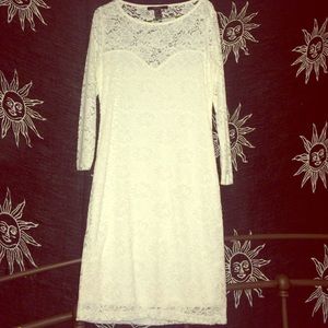 A white lace short dress.