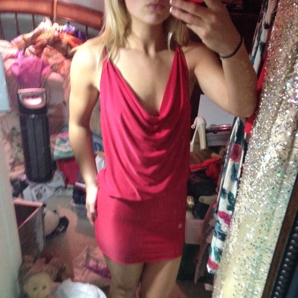 SEXY red open back club dress