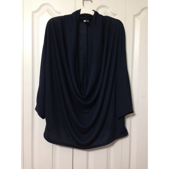 Dark blue plunging blouse