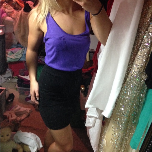Purple and black color block dress with pocket