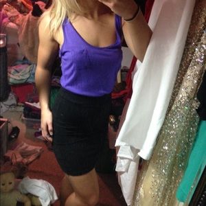 Purple and black color block dress with pocket