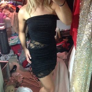 Sexy black dress with lace cut out
