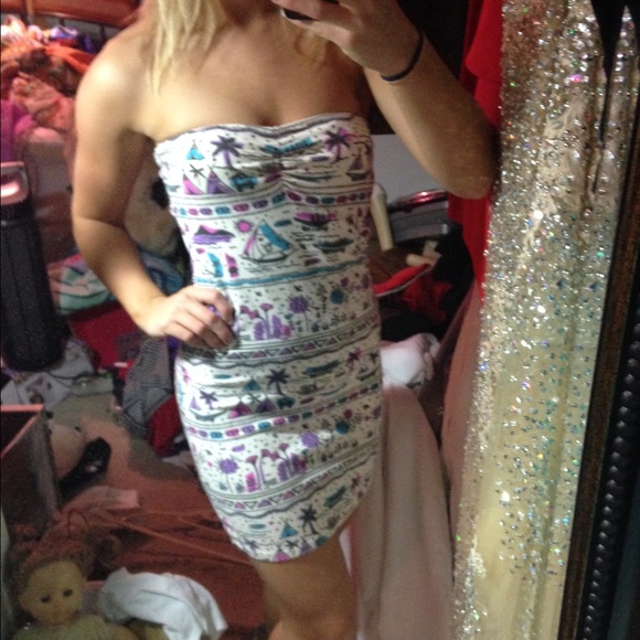 Strapless Tube dress with cute tribal print