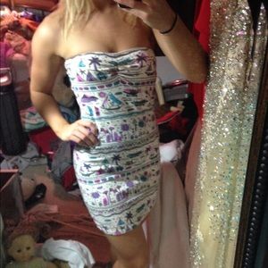 Strapless Tube dress with cute tribal print