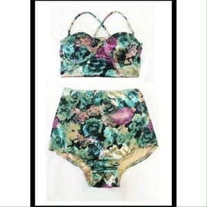 High waisted size small swimming suit.