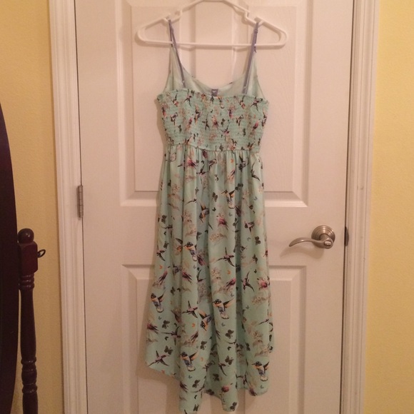 Band of Gypsies high-low teal, bird pattern dress - Picture 2 of 2