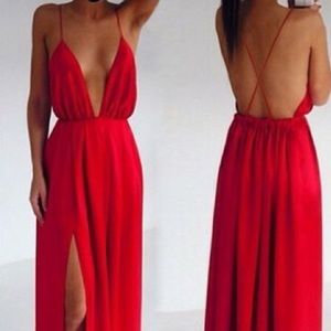 Red maxi dress