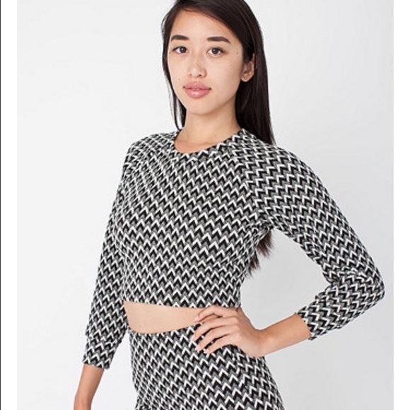 American Apparel Crop Raglan Jacquard Sweater