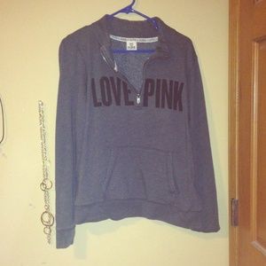 Gray PINK half zip sweatshirt