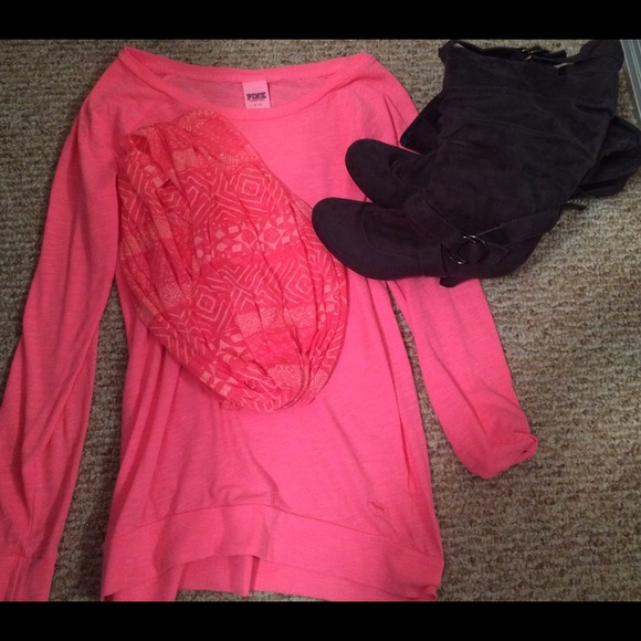 VS shirt with boots and infinity scarf!