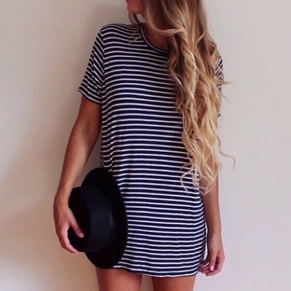 Striped Navy Luana Tee Shirt Dress
