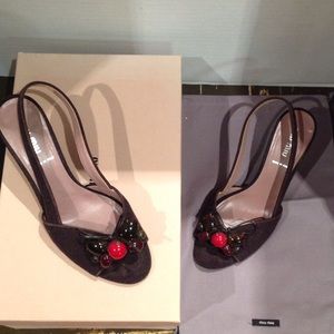Miu Miu tweed stone amarena heels