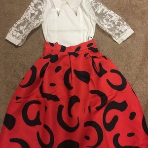 The whole set of blouses and maxi skirt