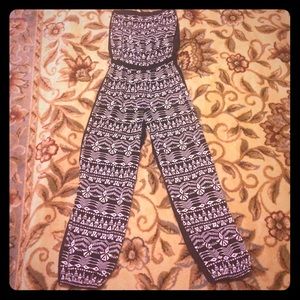 Black and white Aztec jumpsuit