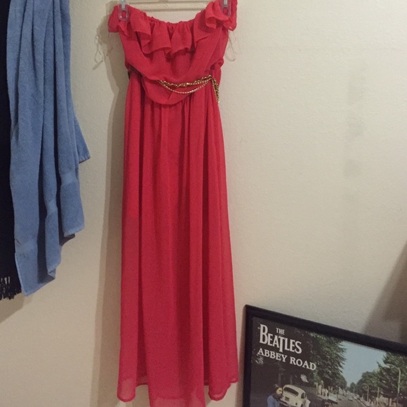 Peach maxi dress w/ belt - Picture 1 of 4
