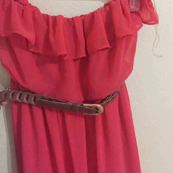Peach maxi dress w/ belt - Picture 3 of 4