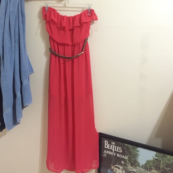 Peach maxi dress w/ belt - Picture 4 of 4