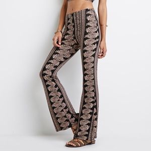 Black/taupe paisley flared pants