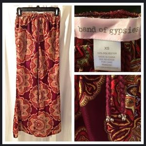 Silky Red Pattern Bells Pants XS BAND OF GYPSIES