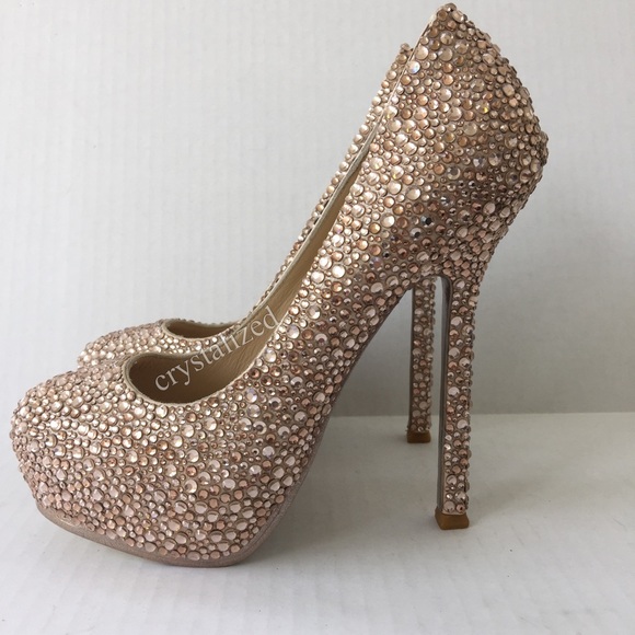 Shoes - Fully Strassed Nude Pumps
