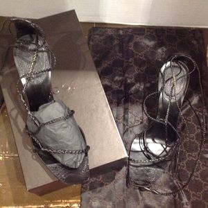 Black Gucci ostrich heels