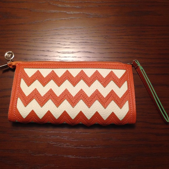 boutique Handbags - Orange/White Chevron Mutli-Way Bag