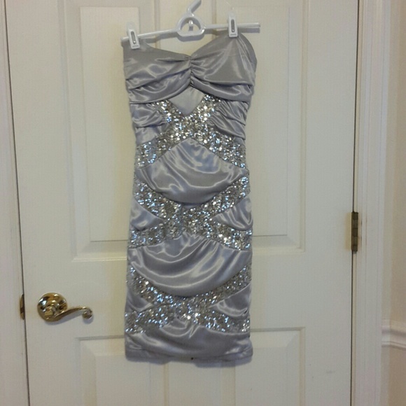 Silver stretchy sequin dress