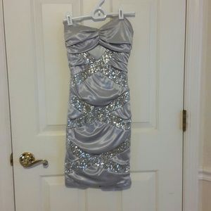 Silver stretchy sequin dress